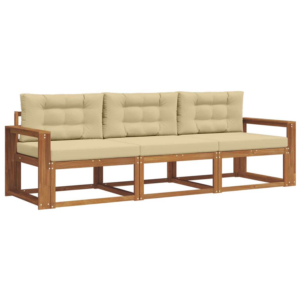Outdoor-Sofagarnitur mit Kissen 3 pcs Natur und Beige