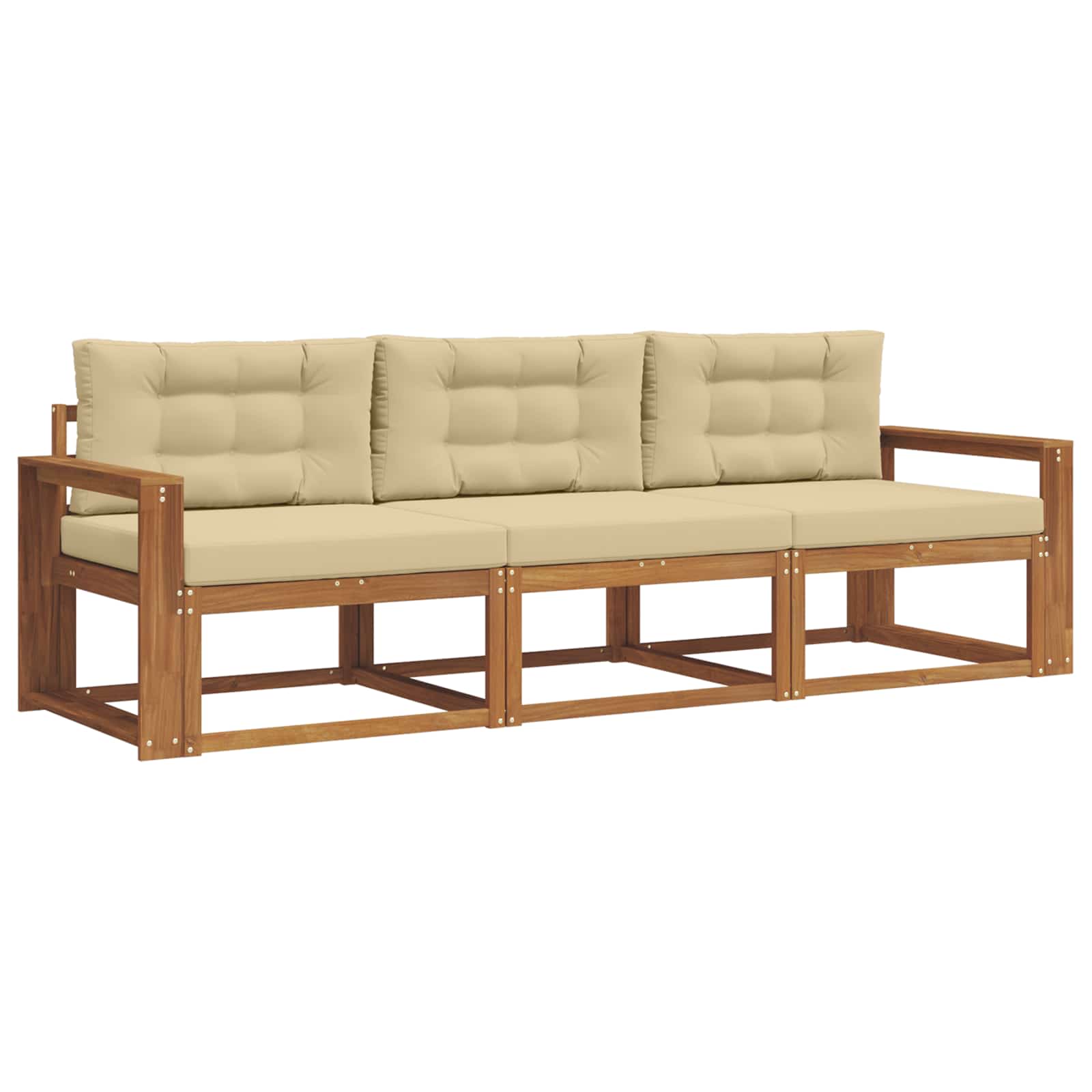 Outdoor-Sofagarnitur mit Kissen 3 pcs Natur und Beige