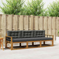Outdoor-Sofagarnitur mit Kissen 3 pcs Natur und Anthrazit