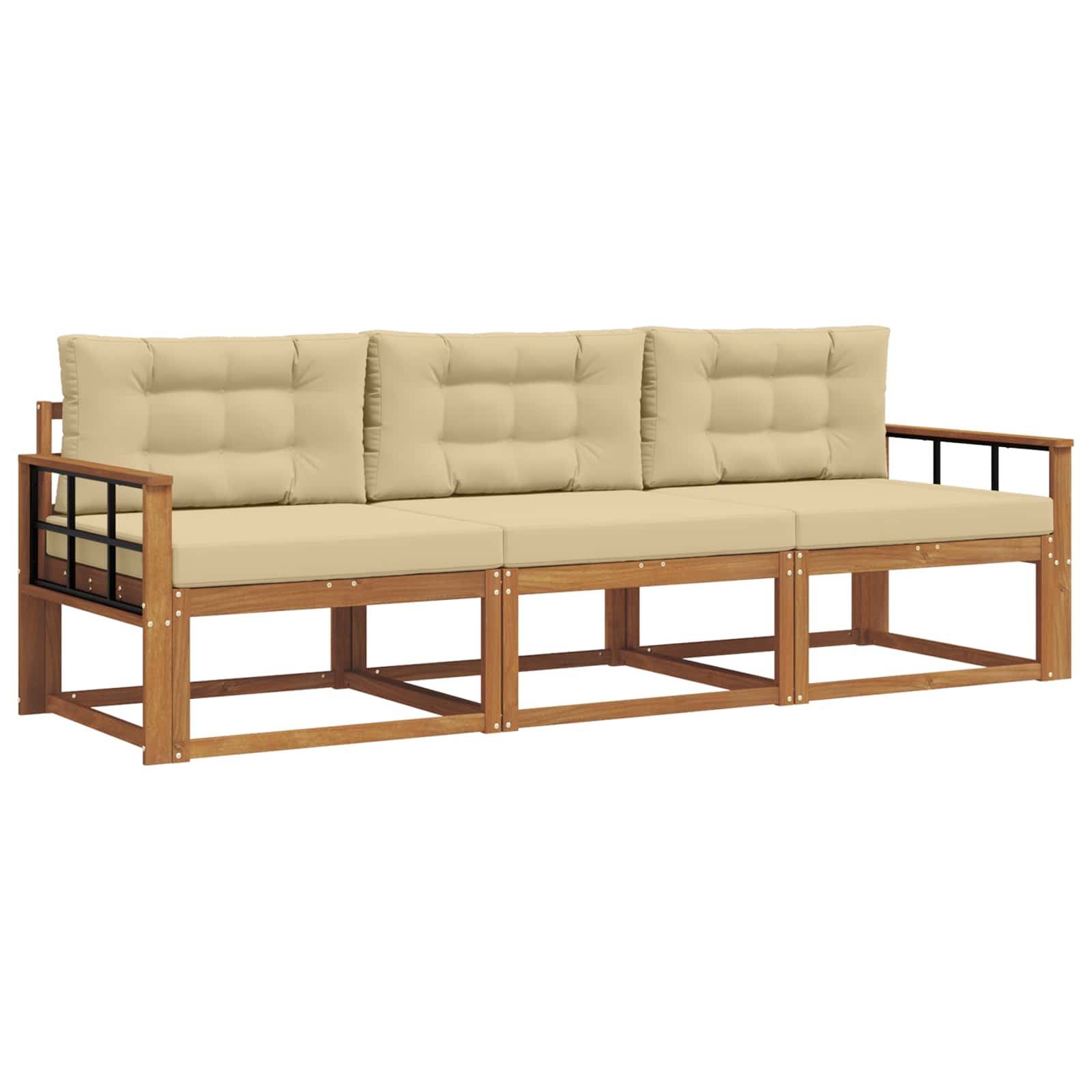 Outdoor-Sofagarnitur mit Kissen 3 pcs Natur und Beige