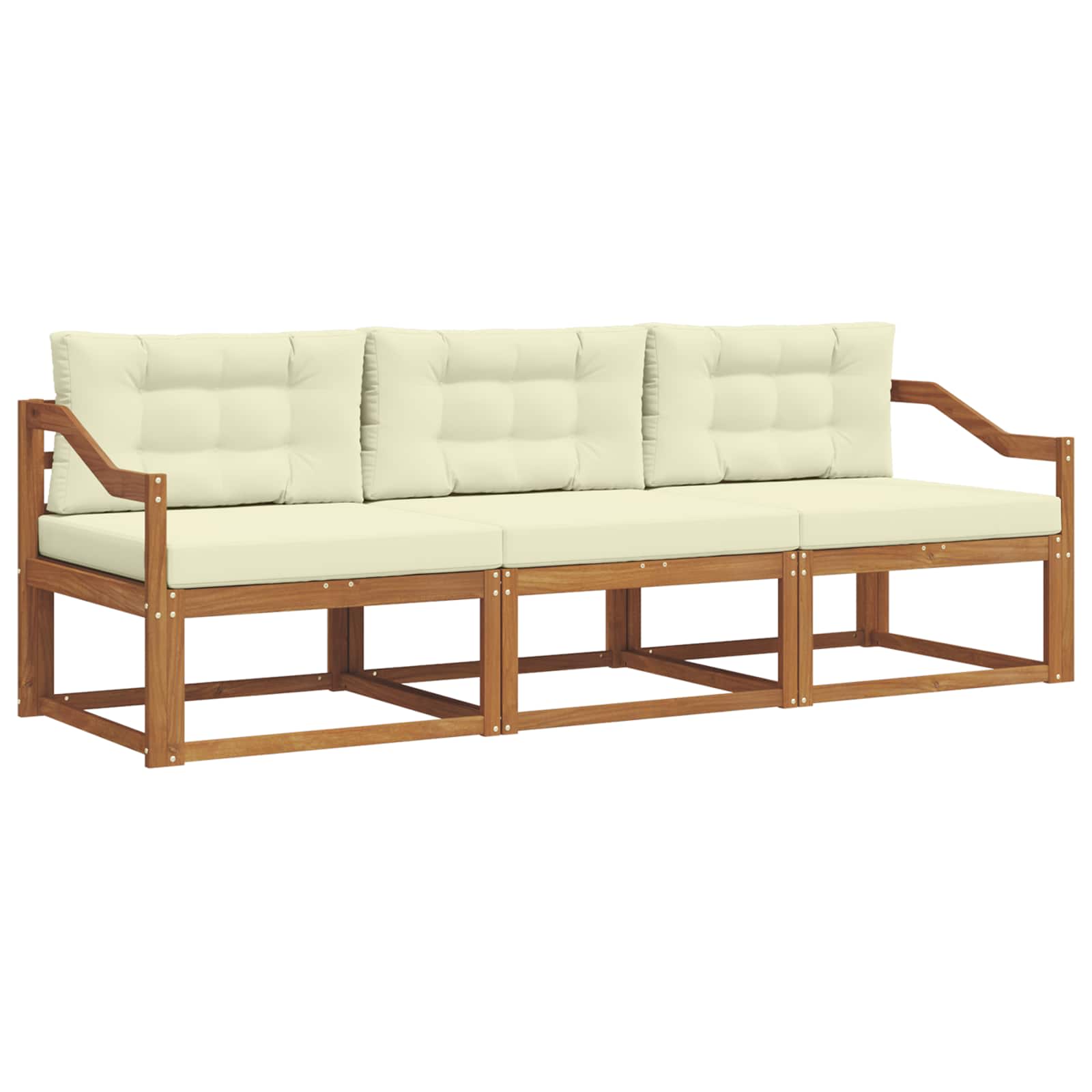 Outdoor-Sofagarnitur mit Kissen 3 pcs Natur und Creme