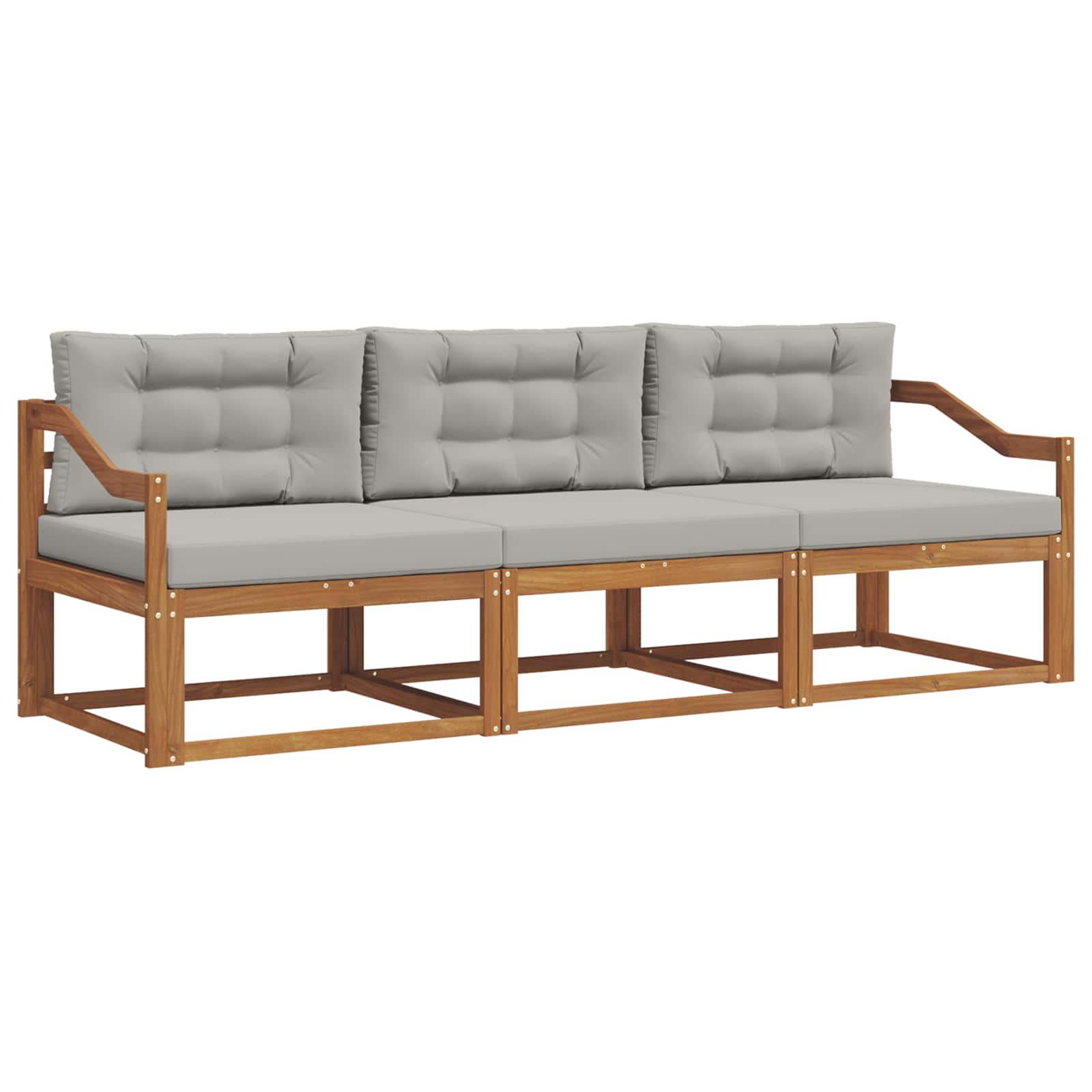 Outdoor-Sofagarnitur mit Kissen 3 pcs Natürlich und Hellgrau