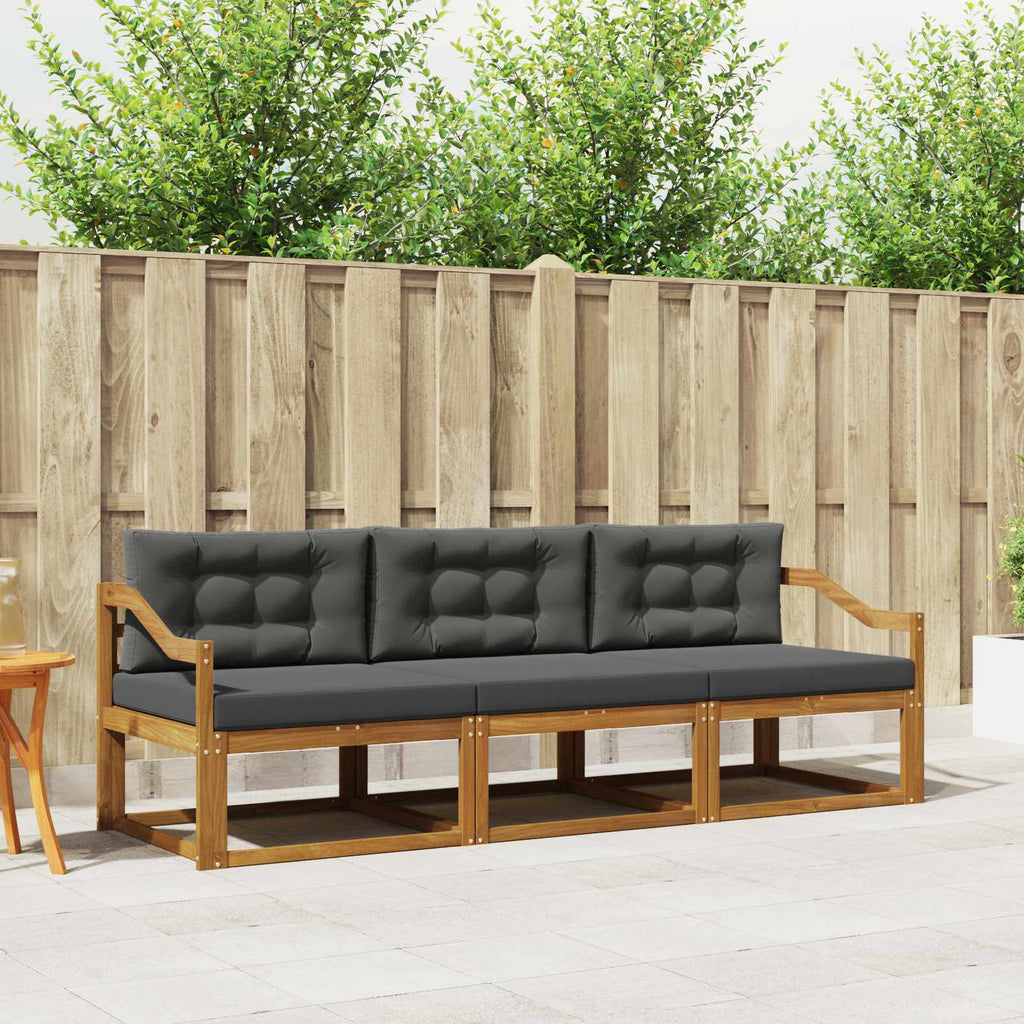 Outdoor-Sofagarnitur mit Kissen 3 pcs Natur und Anthrazit