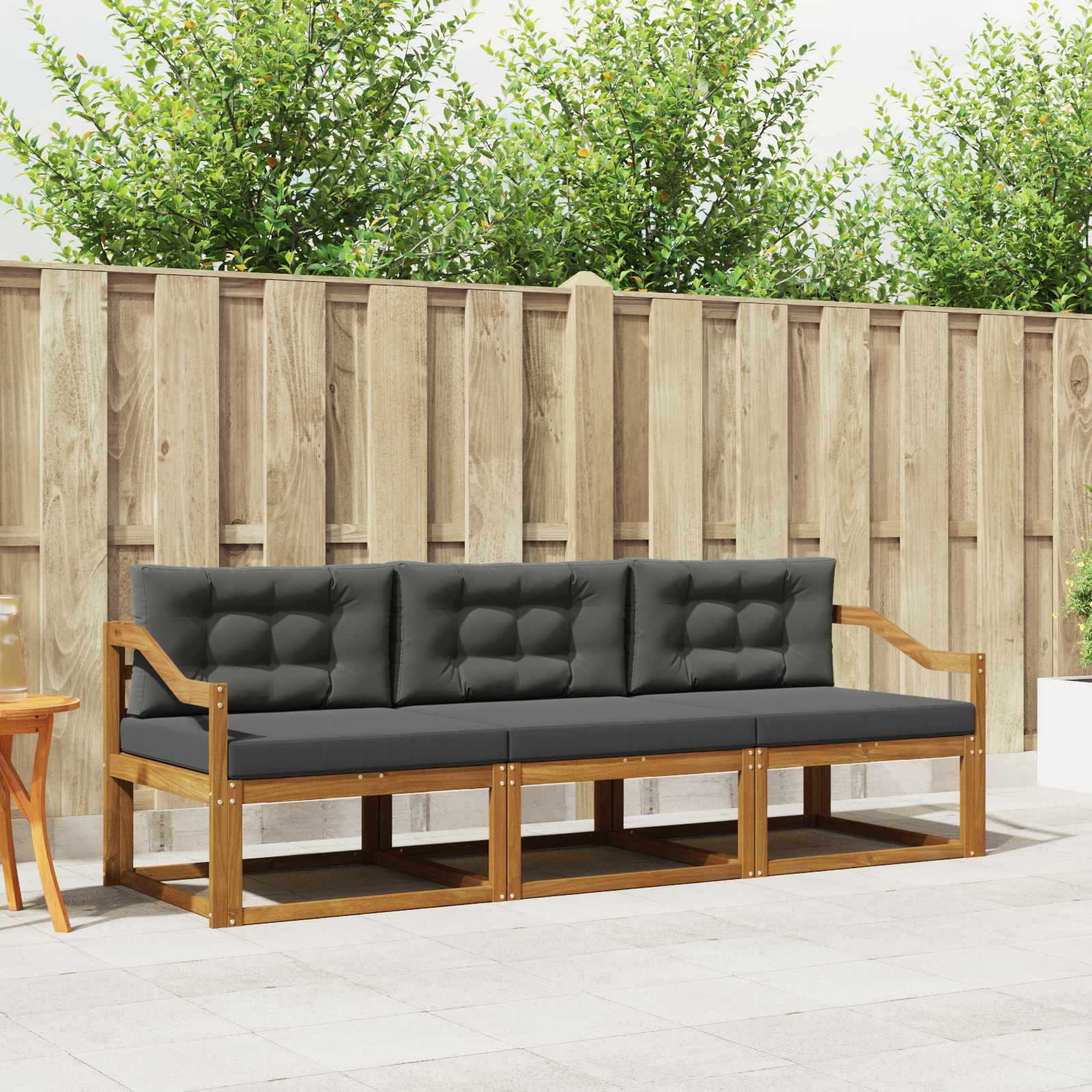 Outdoor-Sofagarnitur mit Kissen 3 pcs Natur und Anthrazit