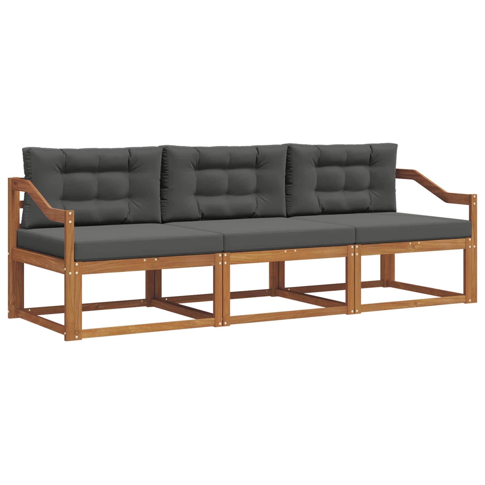 Outdoor-Sofagarnitur mit Kissen 3 pcs Natur und Anthrazit