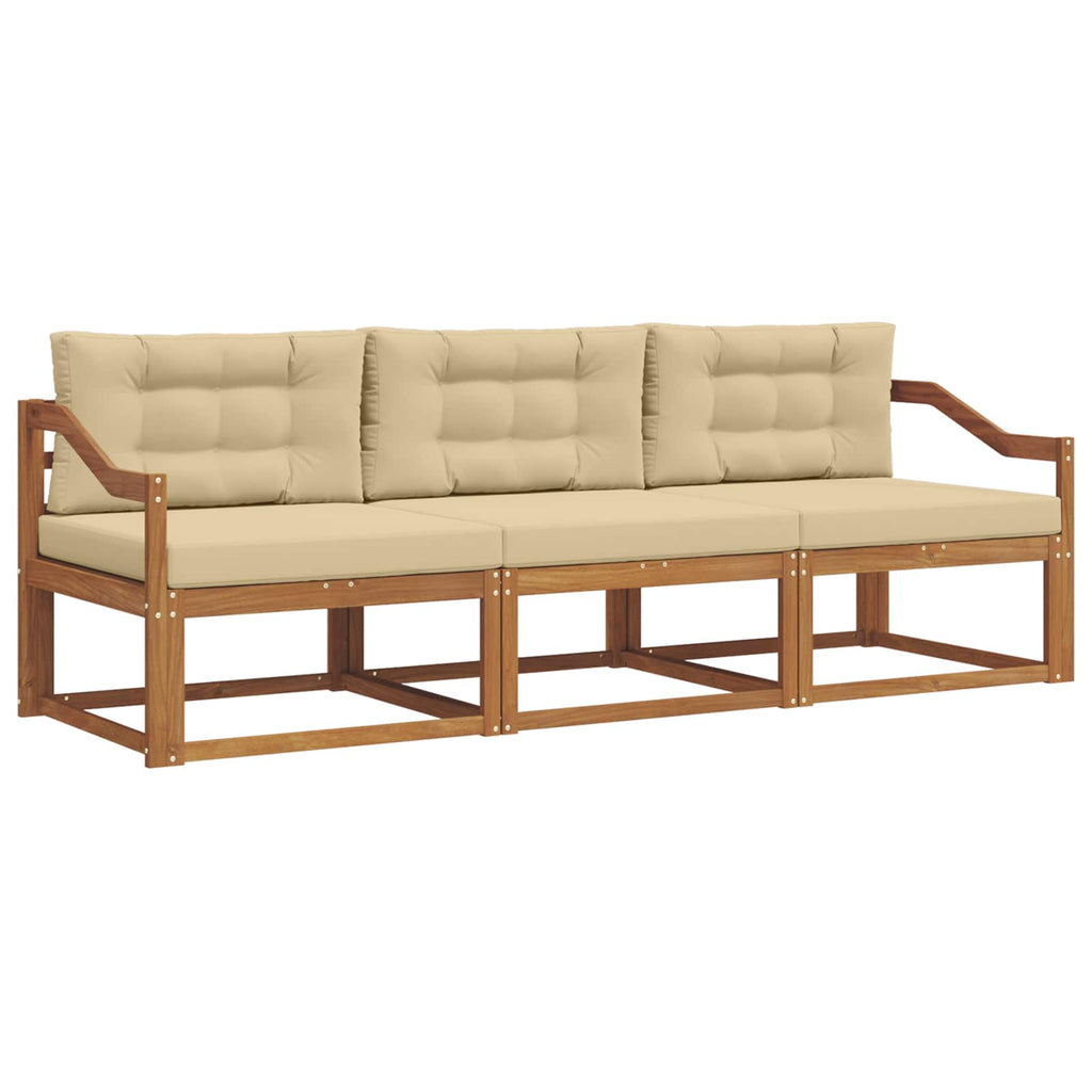 Outdoor-Sofagarnitur mit Kissen 3 pcs Natur und Beige
