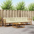 Outdoor-Sofagarnitur mit Kissen 5 pcs Natur und Creme