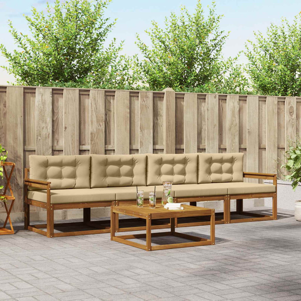 Outdoor-Sofagarnitur mit Kissen 5 pcs Natur und Beige