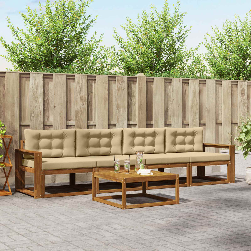 Outdoor-Sofagarnitur mit Kissen 5 pcs Natur und Beige