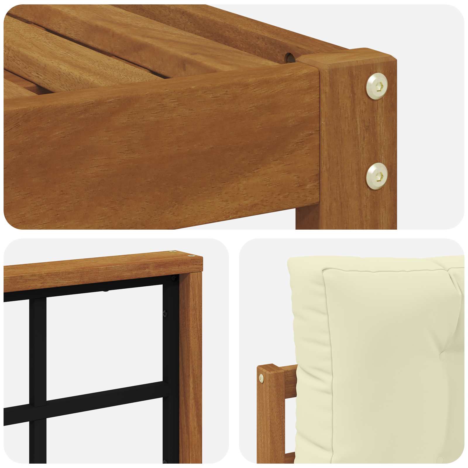 Outdoor-Sofagarnitur mit Kissen 5 pcs Natur und Creme