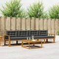 Outdoor-Sofagarnitur mit Kissen 5 pcs Natur und Anthrazit