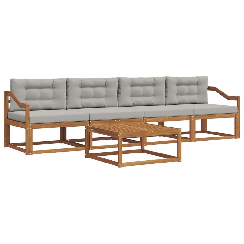 Outdoor-Sofagarnitur 5 pcs Natürlich und Hellgrau