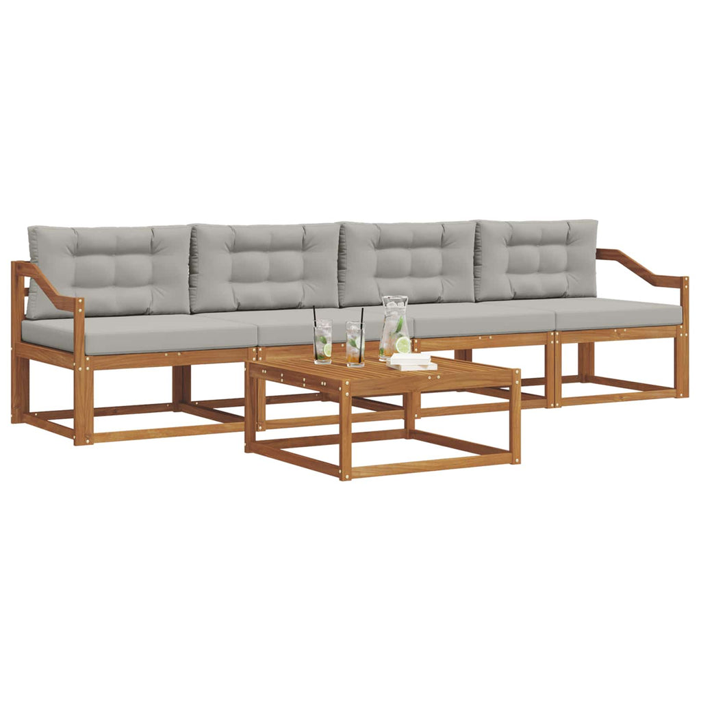 Outdoor-Sofagarnitur 5 pcs Natürlich und Hellgrau
