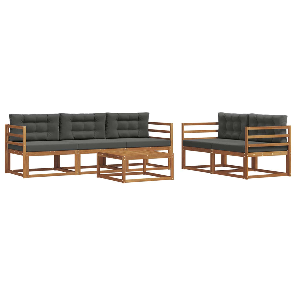 Outdoor-Sofagarnitur mit Kissen 6 pcs Natur und Anthrazit