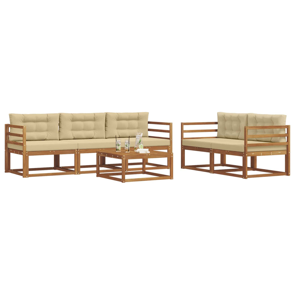 Outdoor-Sofagarnitur mit Kissen 6 pcs Natur und Beige