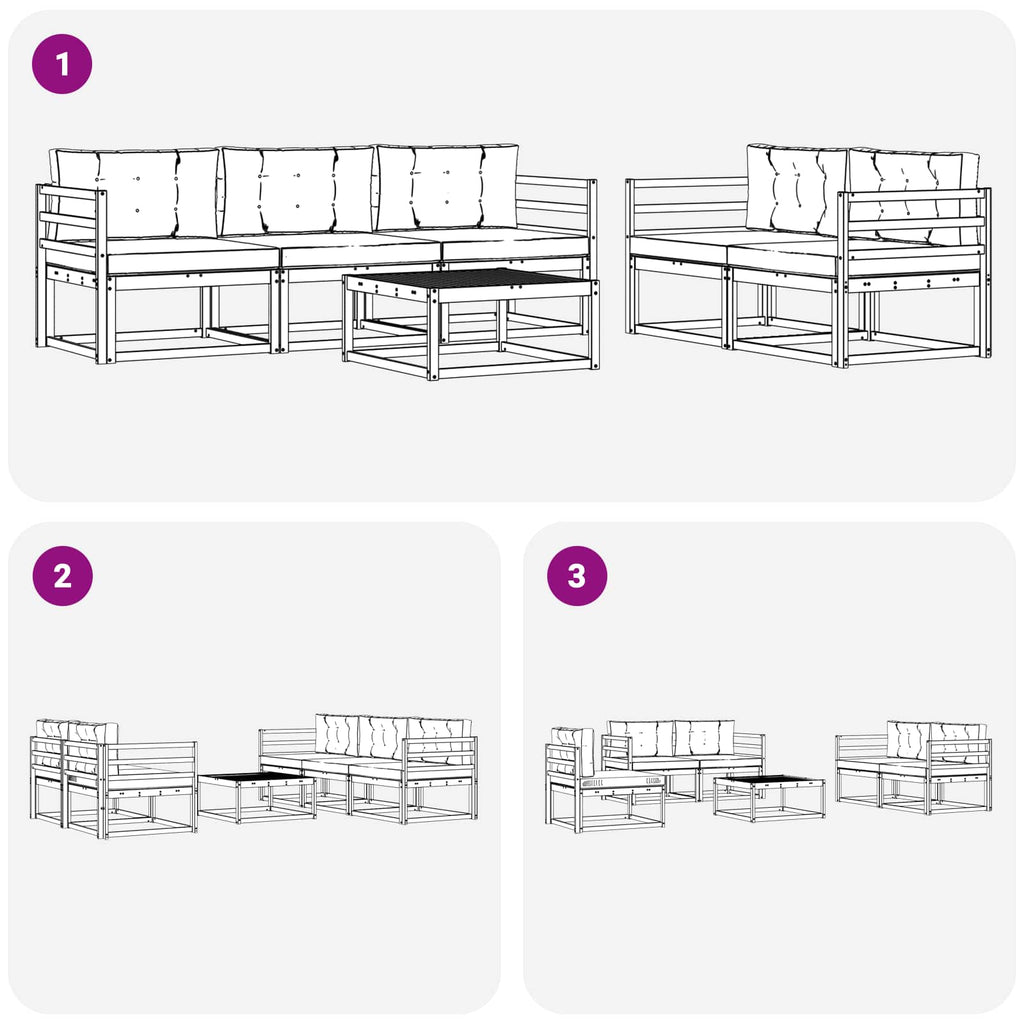 Outdoor-Sofagarnitur mit Kissen 6 pcs Natur und Beige