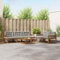 Outdoor-Sofagarnitur mit Kissen 6 pcs Natürlich und Hellgrau