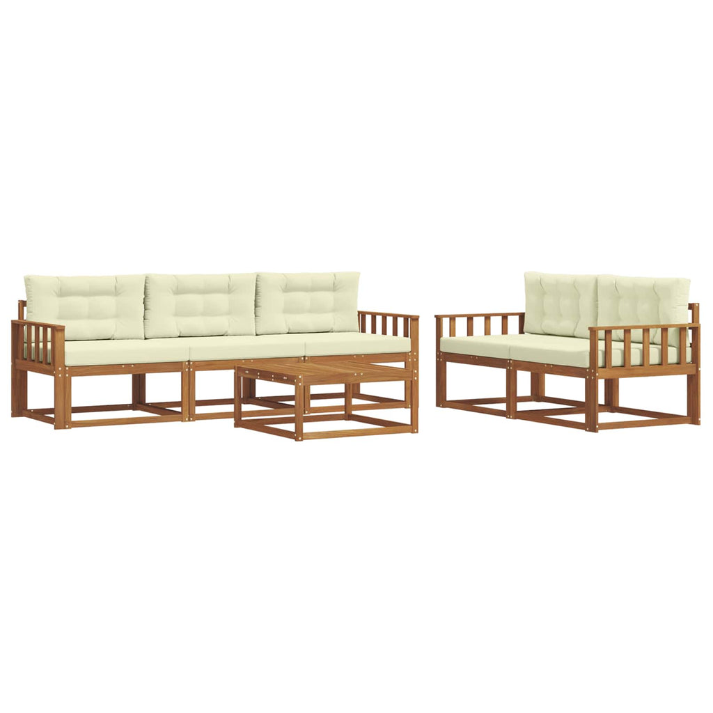 Outdoor-Sofagarnitur mit Kissen 6 pcs Natur und Creme