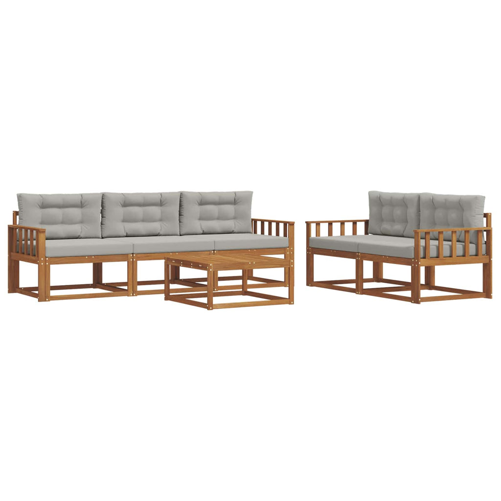 Outdoor-Sofagarnitur mit Kissen 6 pcs Natürlich und Hellgrau