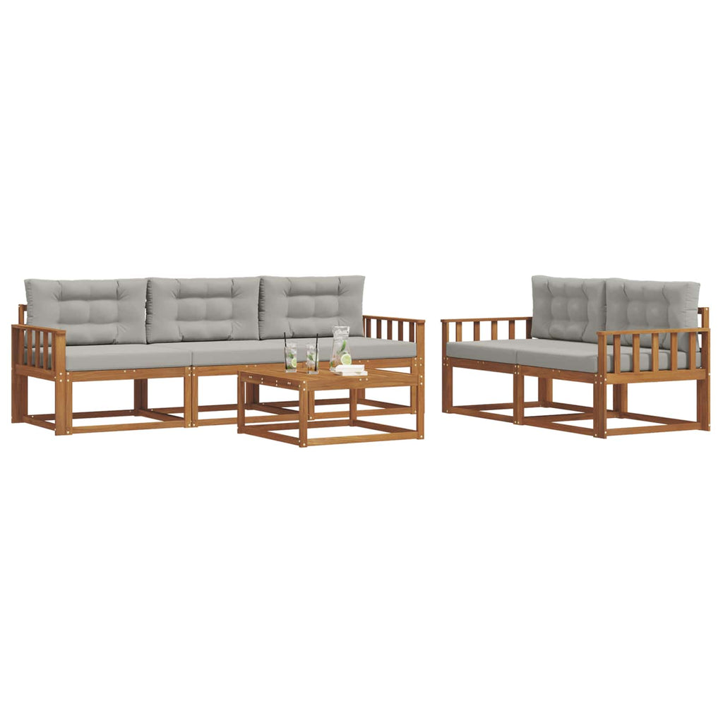 Outdoor-Sofagarnitur mit Kissen 6 pcs Natürlich und Hellgrau