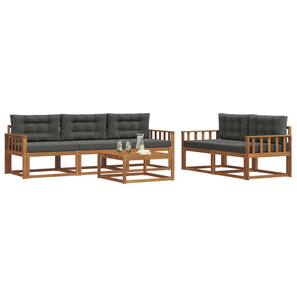 Outdoor-Sofagarnitur mit Kissen 6 pcs Natur und Anthrazit