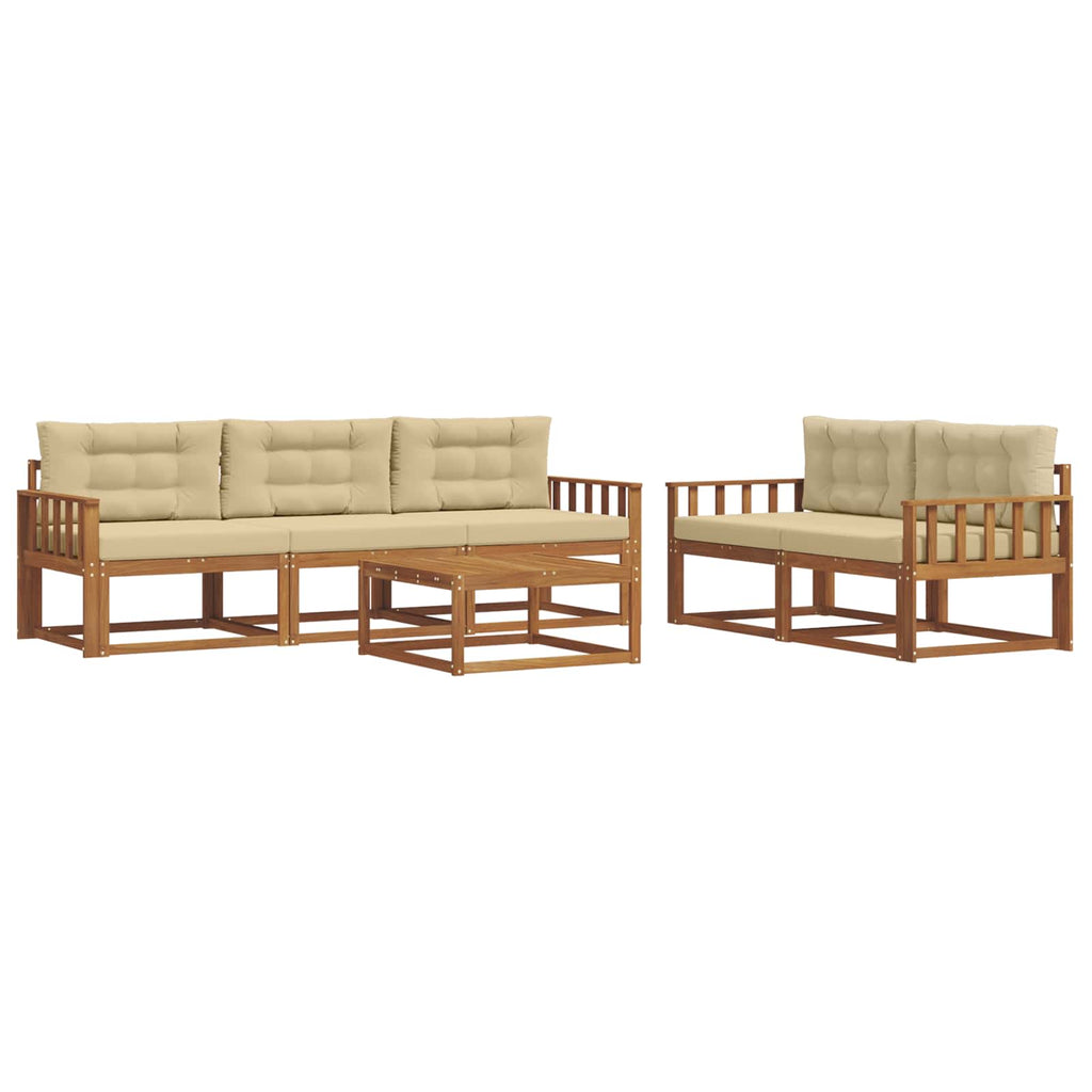 Outdoor-Sofagarnitur mit Kissen 6 pcs Natur und Beige