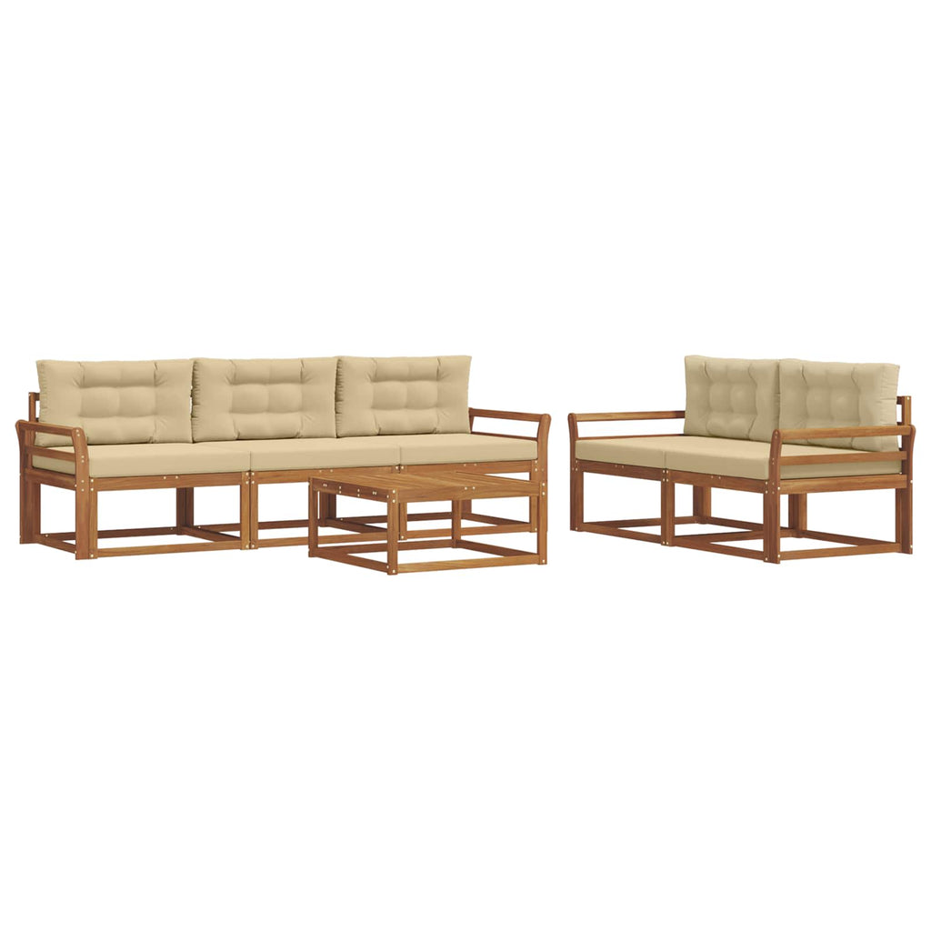 Outdoor-Sofagarnitur mit Kissen 6 pcs Natur und Beige