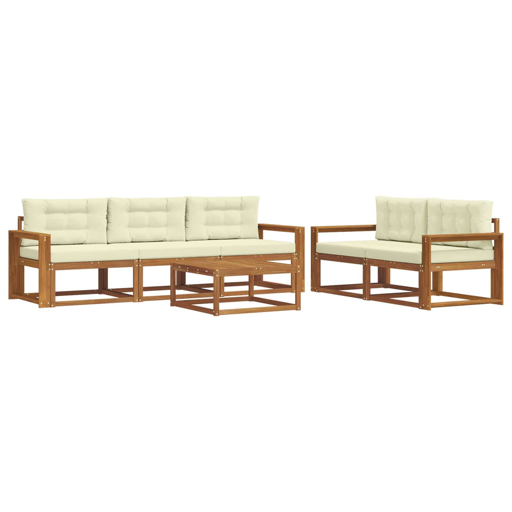 Outdoor-Sofagarnitur mit Kissen 6 pcs Natur und Creme