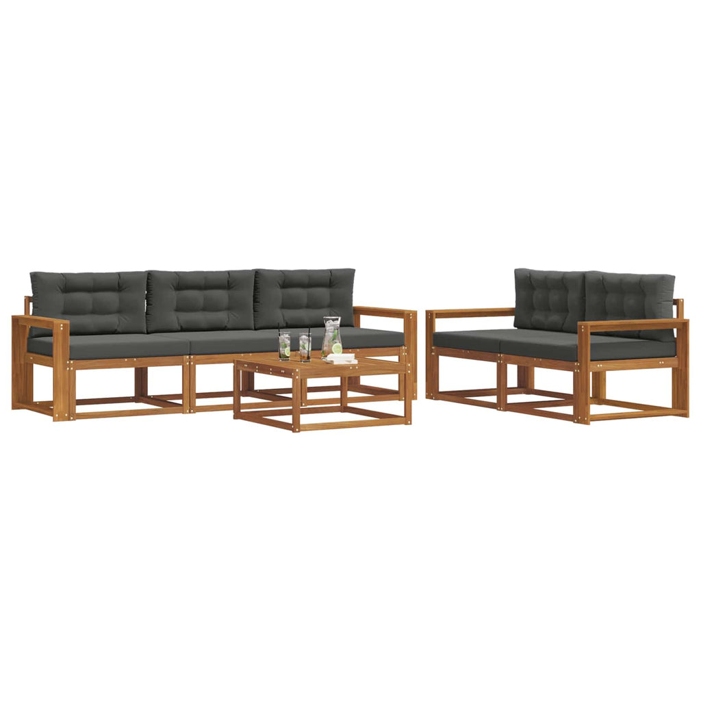 Outdoor-Sofagarnitur mit Kissen 6 pcs Natur und Anthrazit