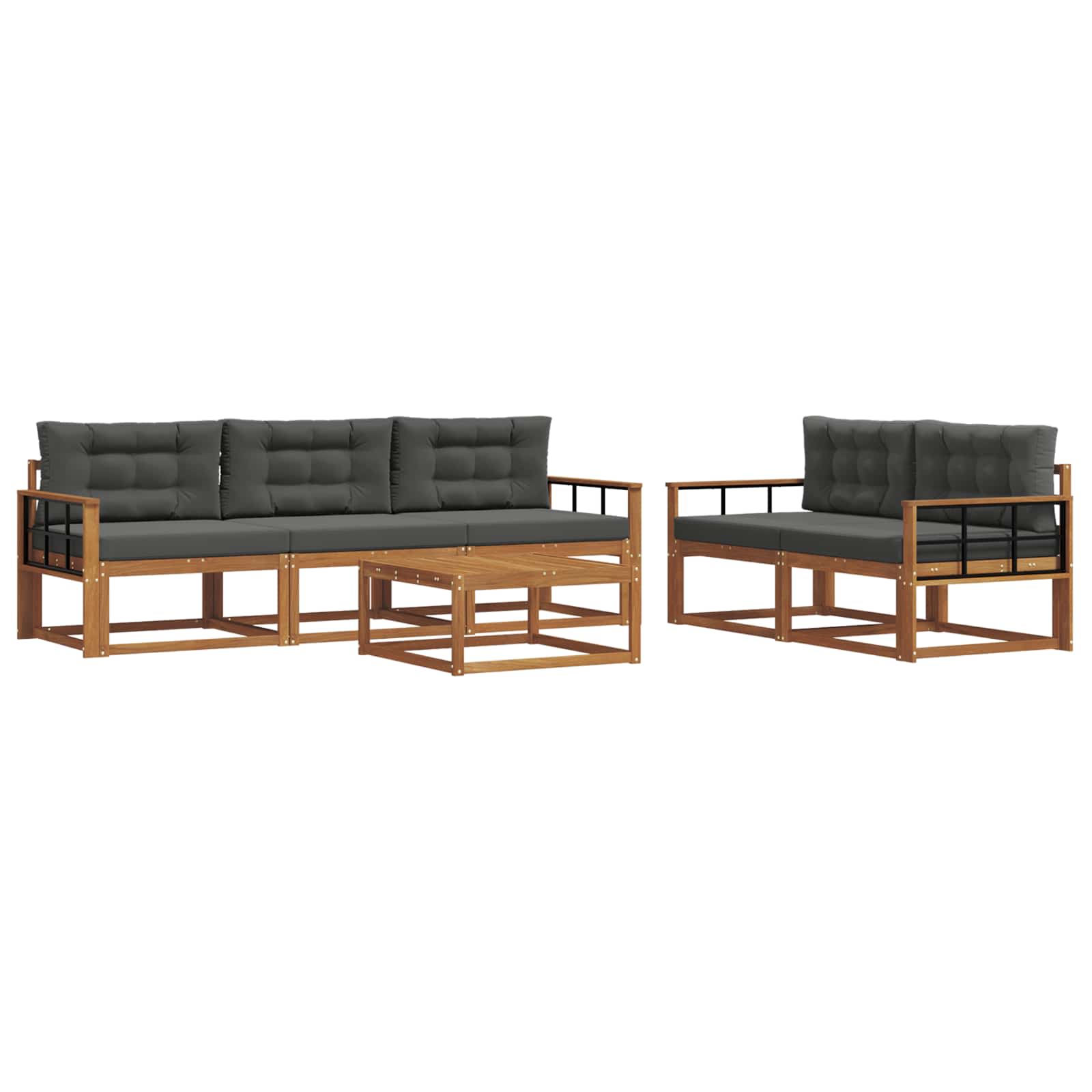 Outdoor-Sofagarnitur mit Kissen 6 pcs Natur und Anthrazit