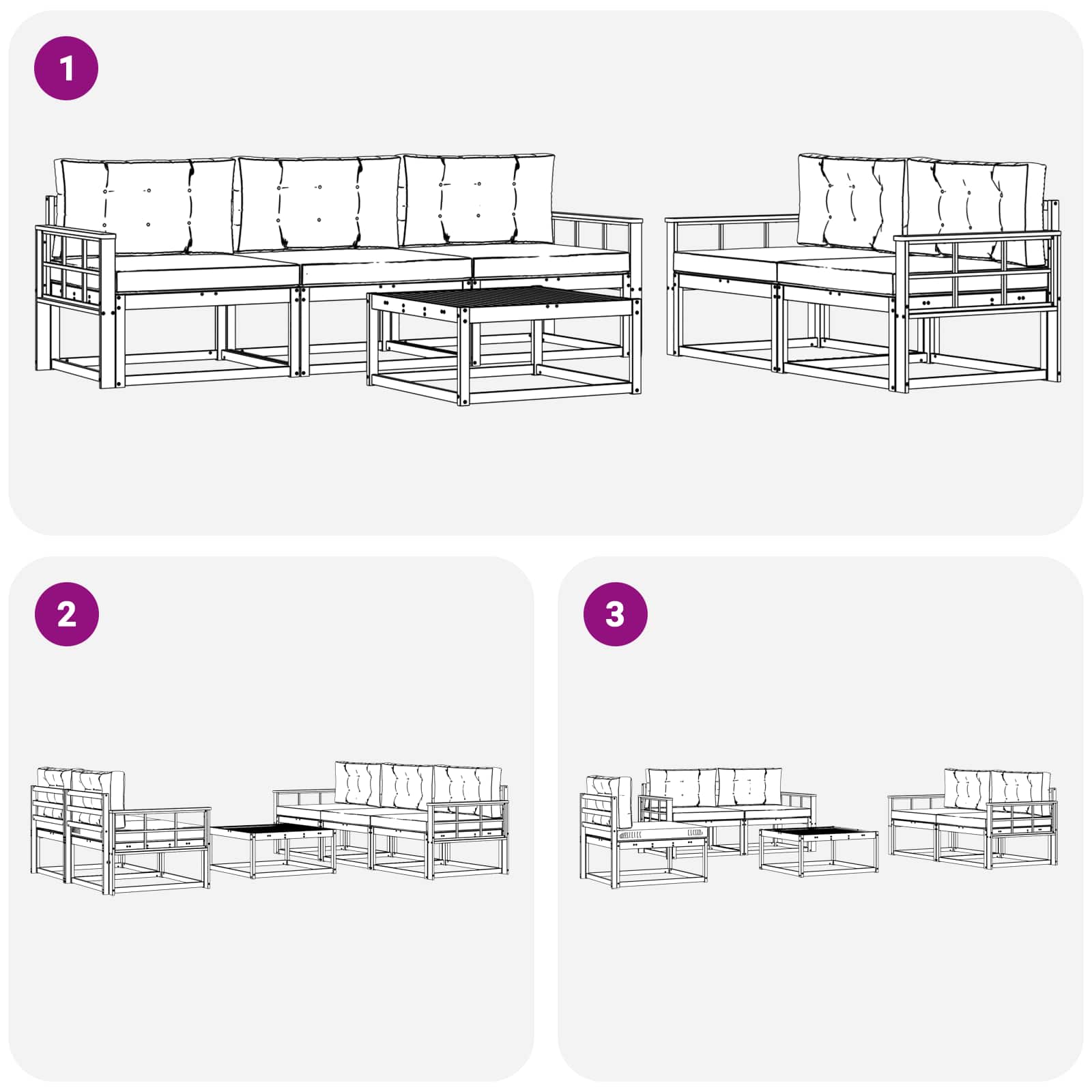 Outdoor-Sofagarnitur mit Kissen 6 pcs Natur und Beige