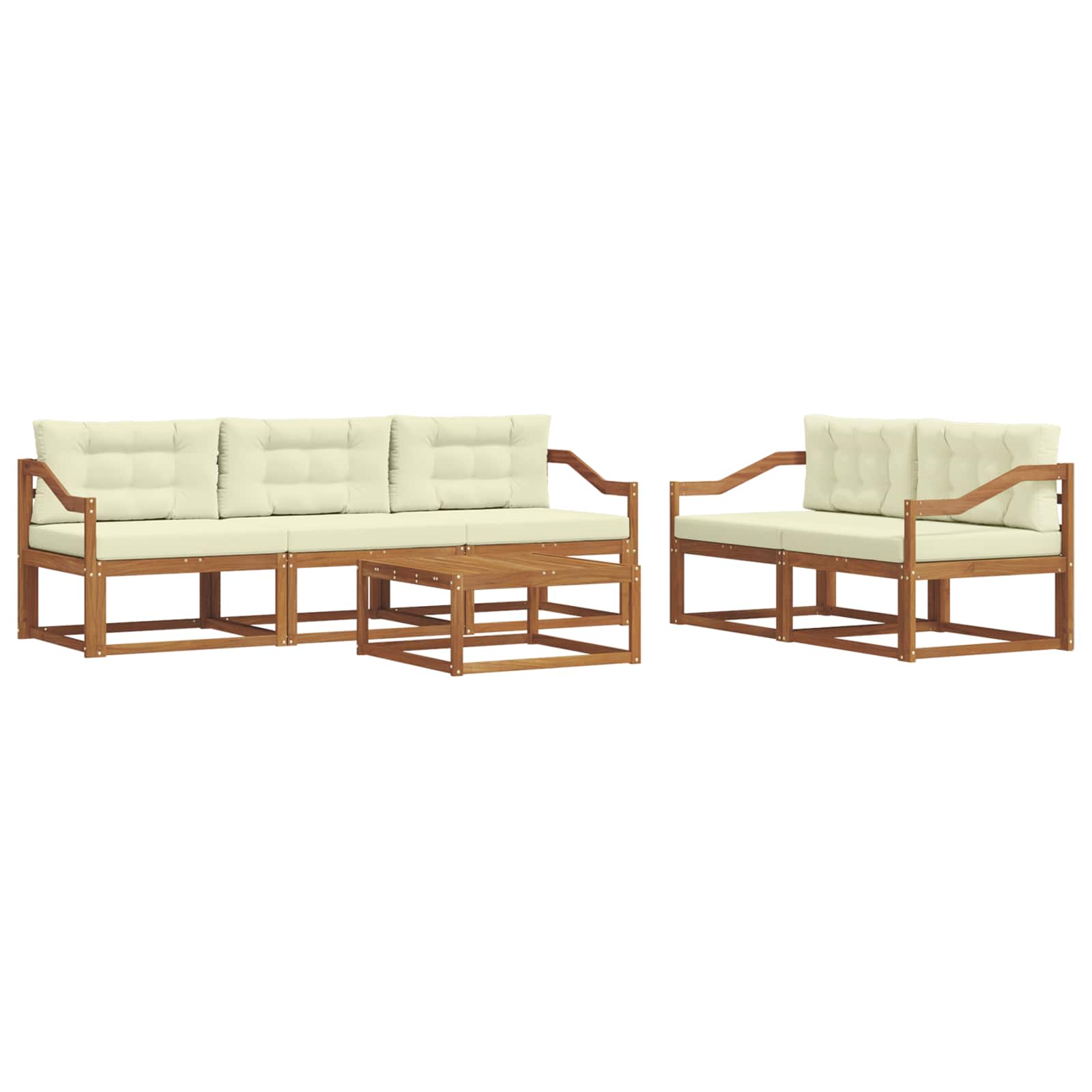Outdoor-Sofagarnitur mit Kissen 6 pcs Natur und Creme