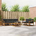 Outdoor-Sofagarnitur mit Kissen 6 pcs Natur und Anthrazit