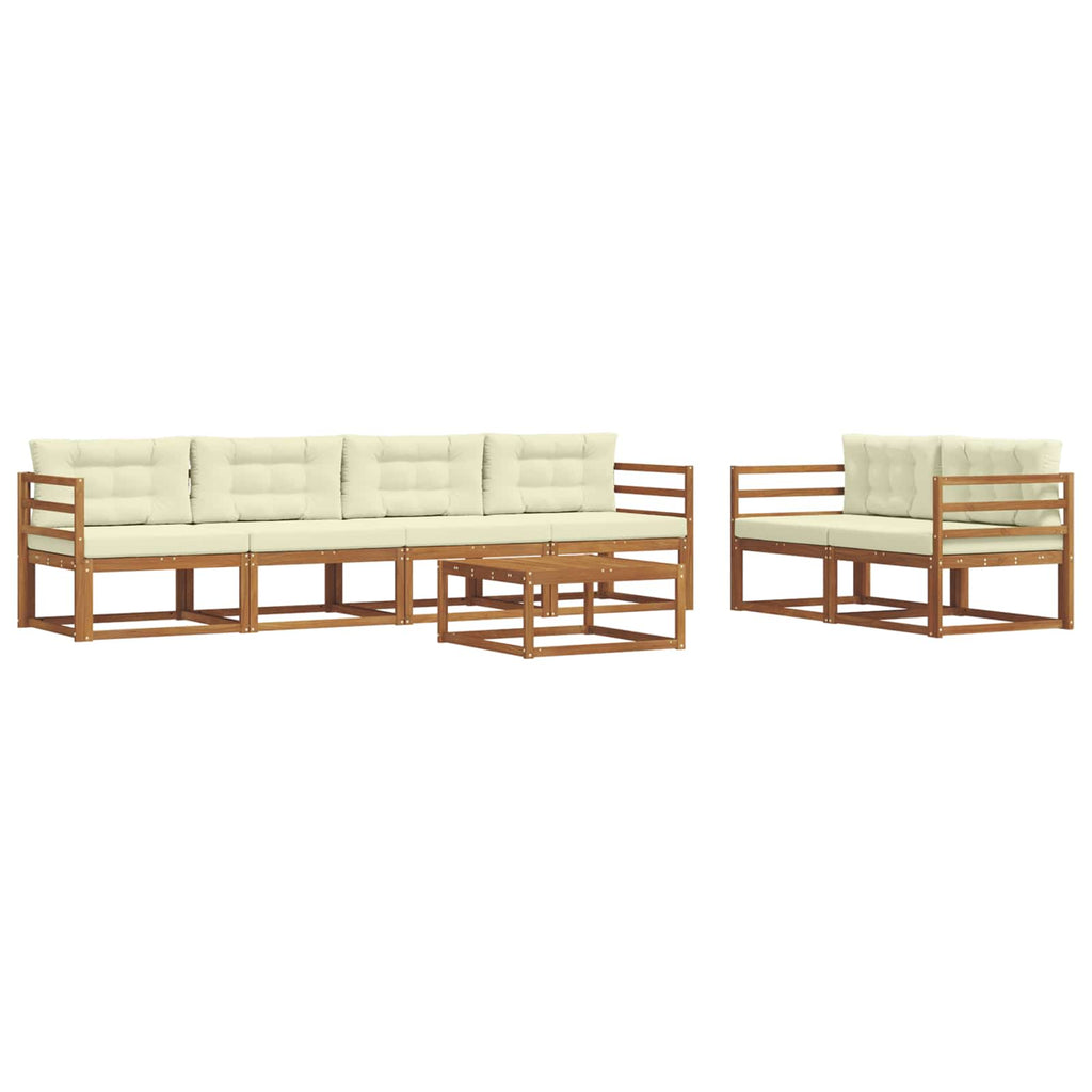 Outdoor-Sofagarnitur mit Kissen 7 pcs Natur und Creme
