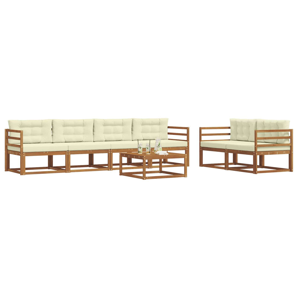 Outdoor-Sofagarnitur mit Kissen 7 pcs Natur und Creme