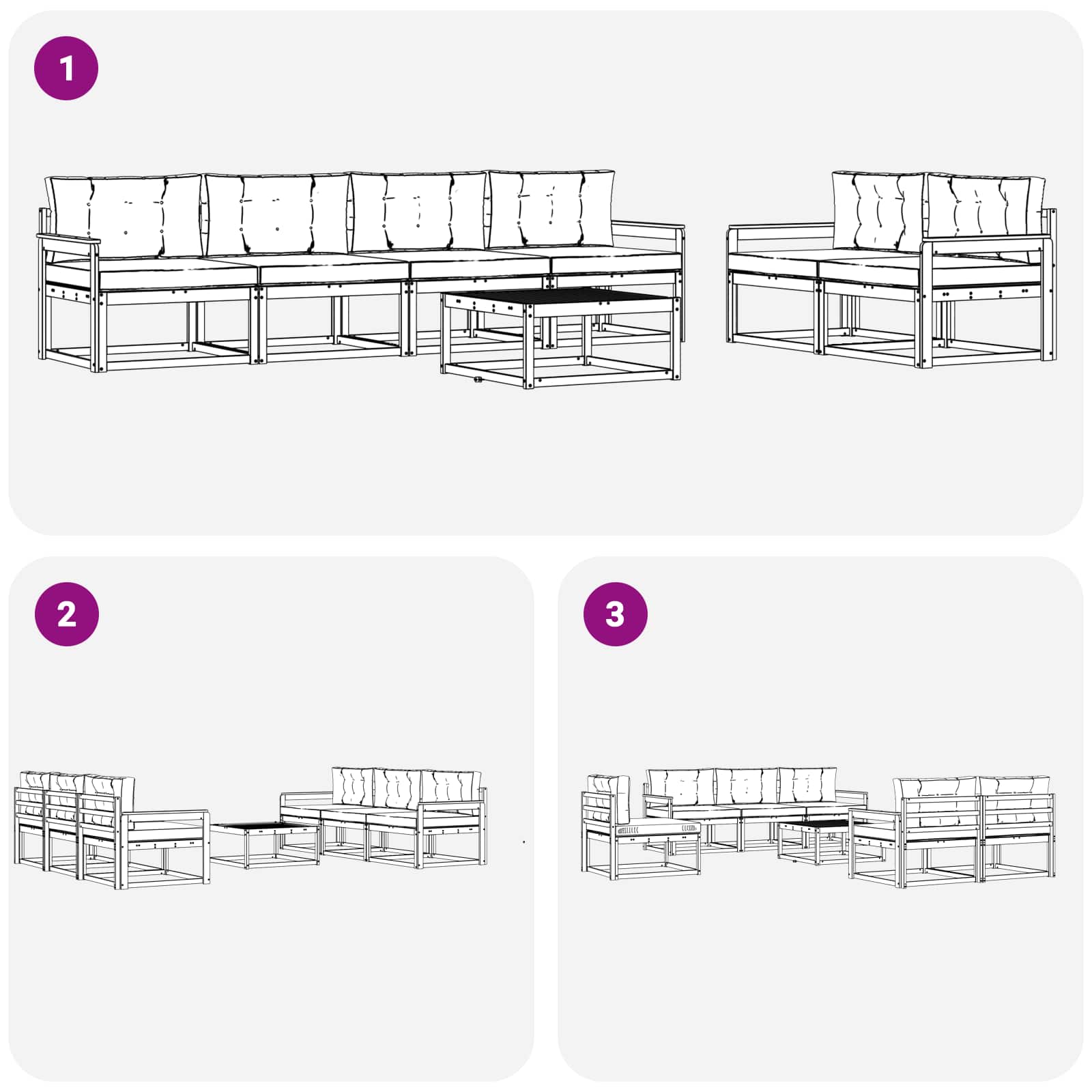Outdoor-Sofagarnitur mit Kissen 7 pcs Natur und Anthrazit
