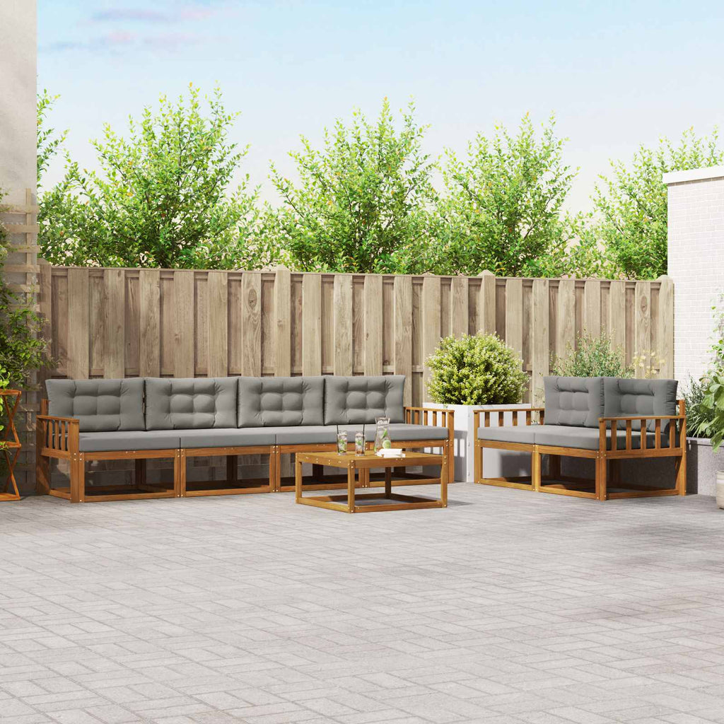 Outdoor-Sofagarnitur 7 pcs Natürlich und Hellgrau