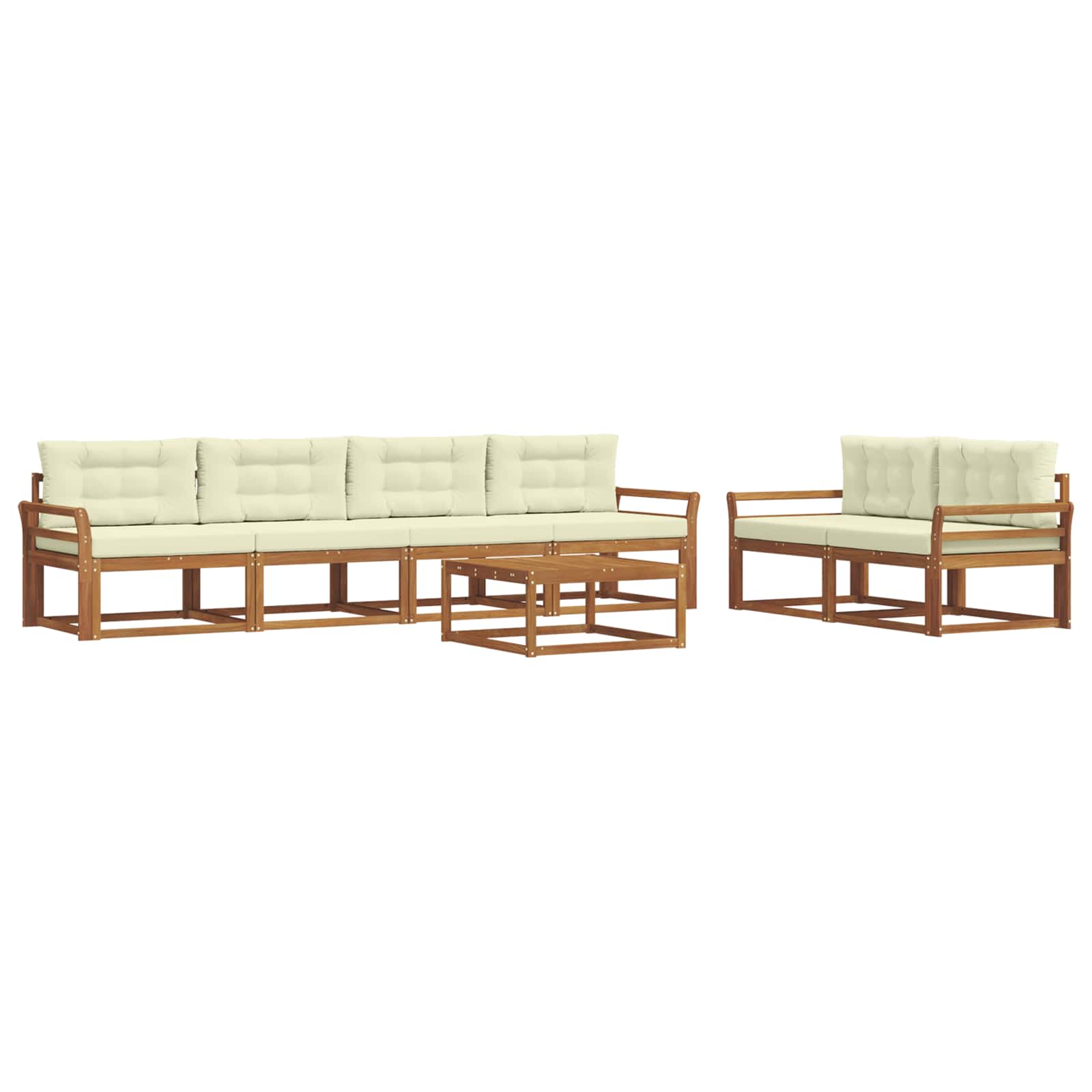 Outdoor-Sofagarnitur mit Kissen 7 pcs Natur und Creme