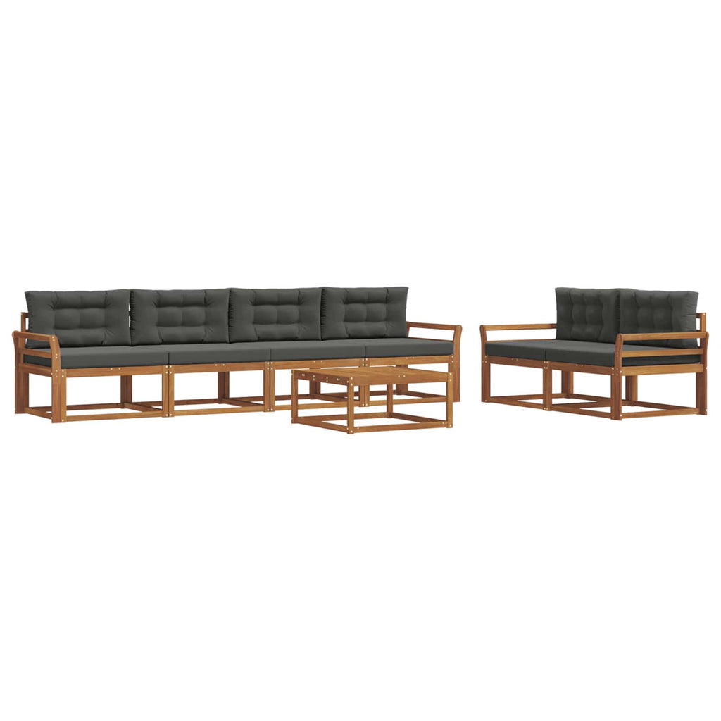 Outdoor-Sofagarnitur mit Kissen 7 pcs Natur und Anthrazit