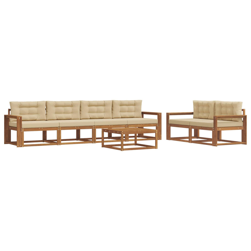 Outdoor-Sofagarnitur mit Kissen 7 pcs Natur und Beige