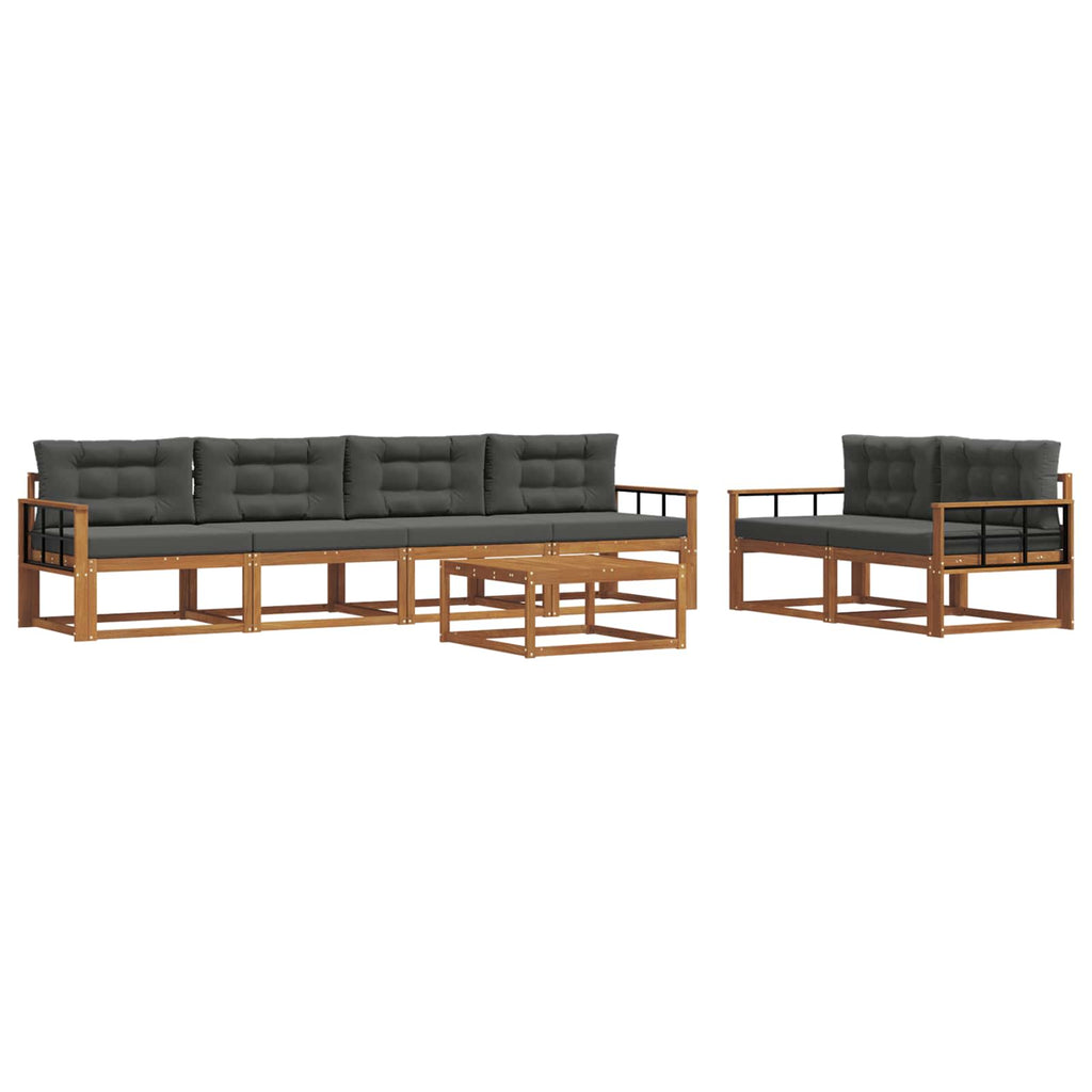 Outdoor-Sofagarnitur mit Kissen 7 pcs Natur und Anthrazit