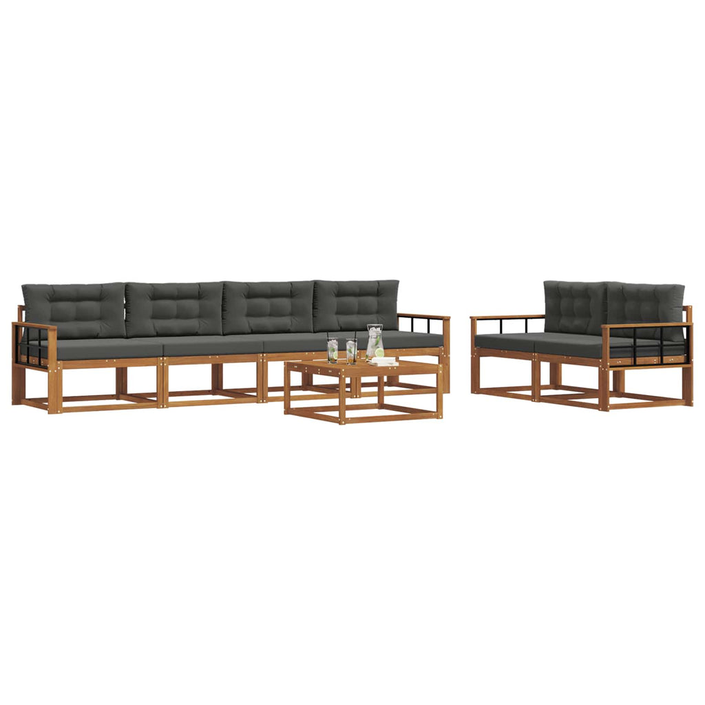 Outdoor-Sofagarnitur mit Kissen 7 pcs Natur und Anthrazit
