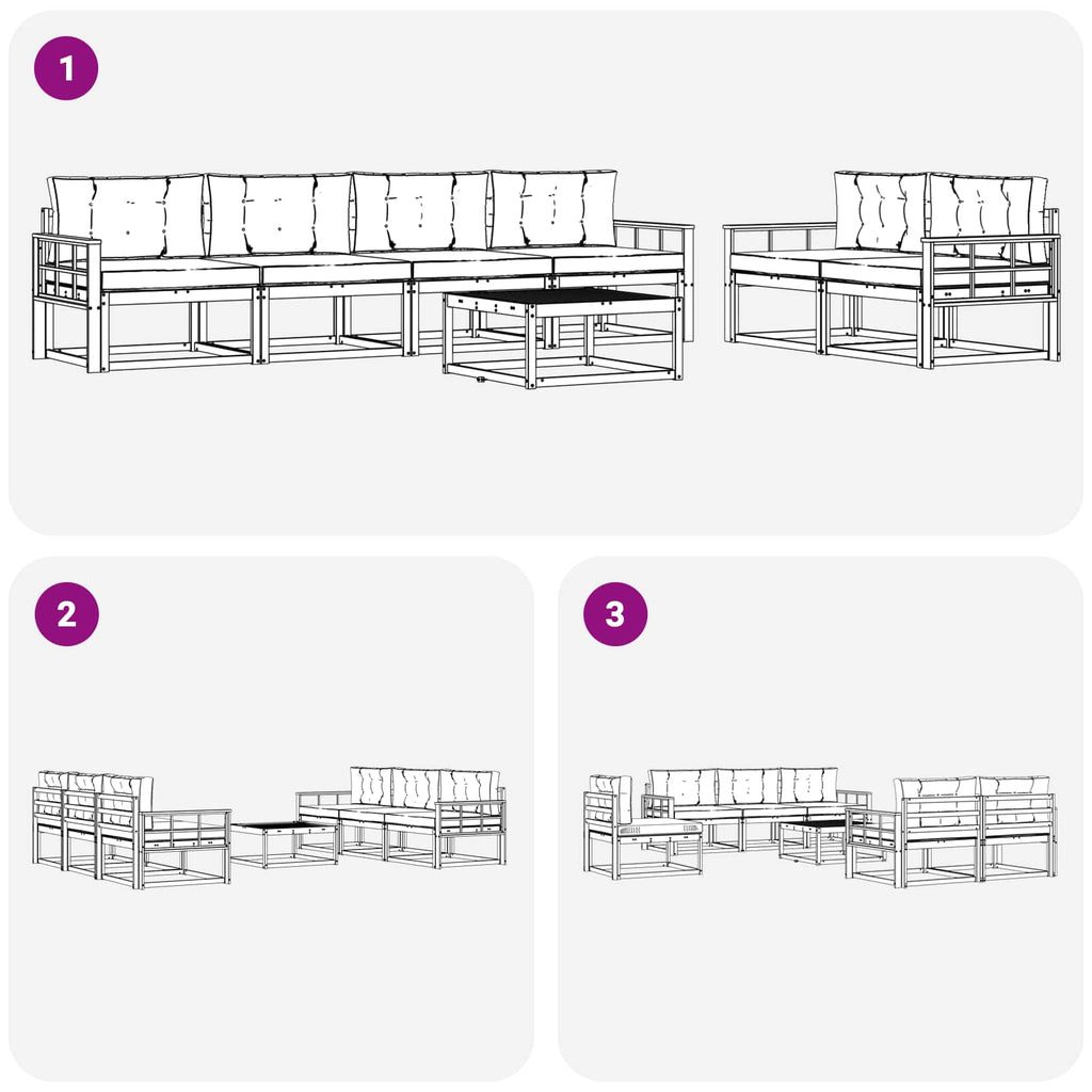 Outdoor-Sofagarnitur mit Kissen 7 pcs Natur und Anthrazit
