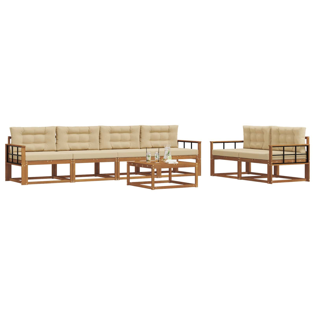 Outdoor-Sofagarnitur mit Kissen 7 pcs Natur und Beige