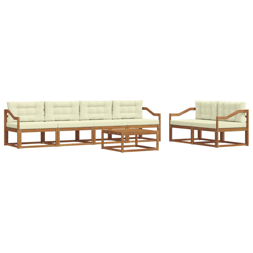 Outdoor-Sofagarnitur mit Kissen 7 pcs Natur und Creme