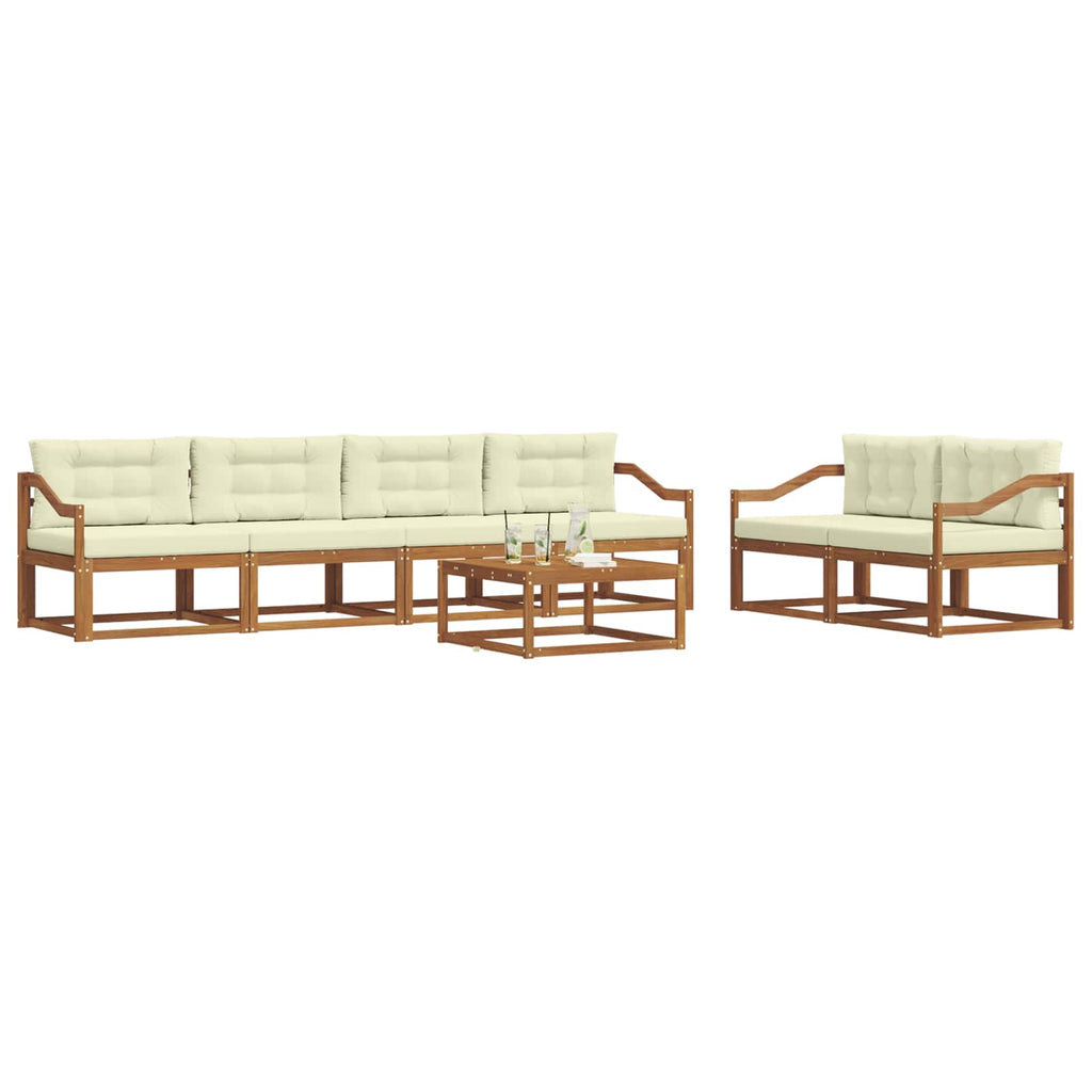 Outdoor-Sofagarnitur mit Kissen 7 pcs Natur und Creme