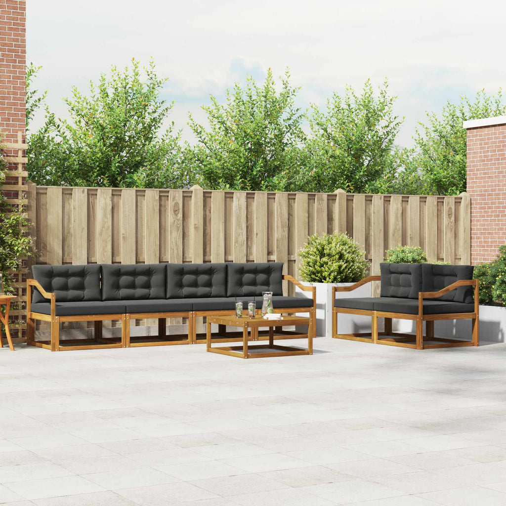 Outdoor-Sofagarnitur mit Kissen 7 pcs Natur und Anthrazit