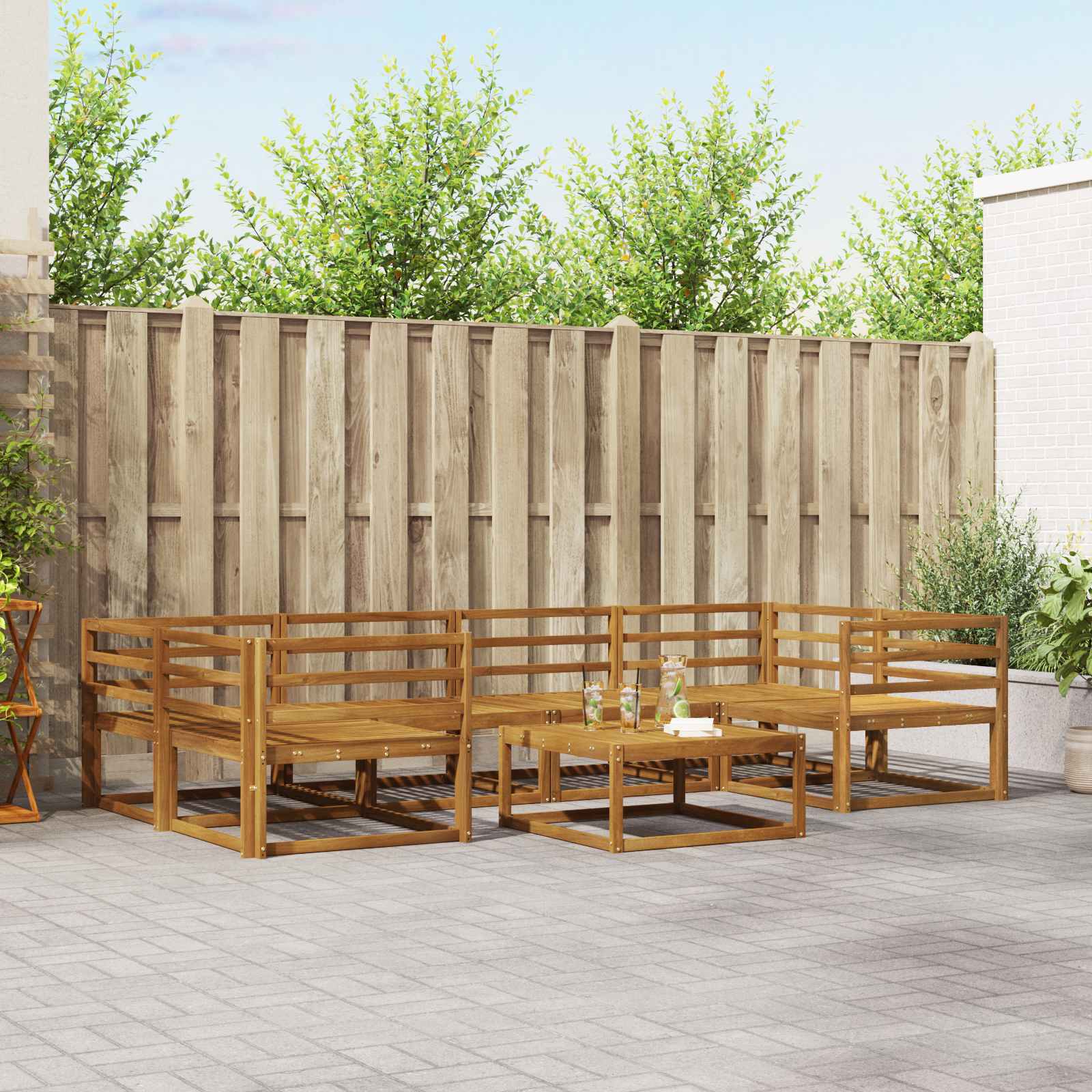 Outdoor-Sofagarnitur 7 pcs Natur Massivholz Akazie