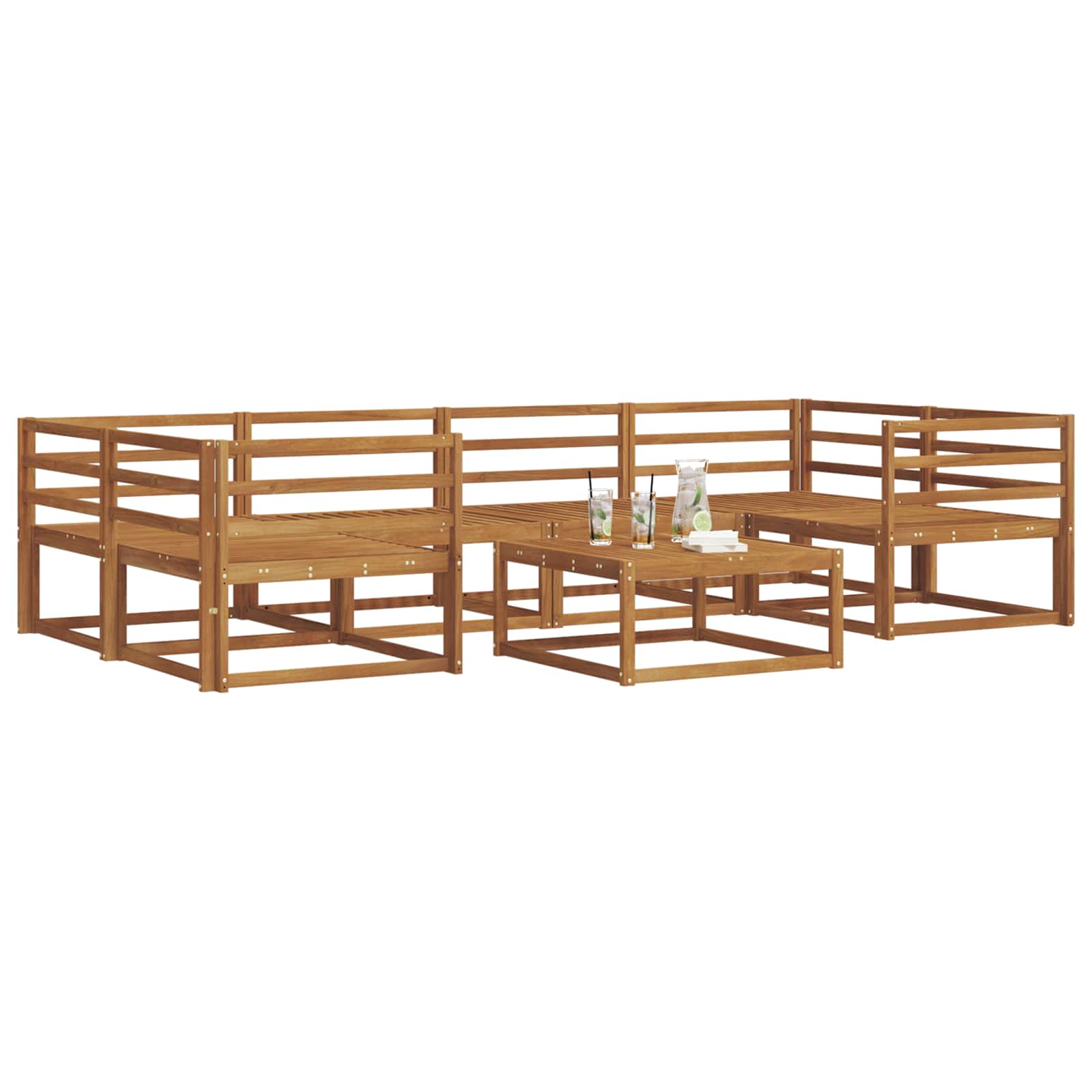 Outdoor-Sofagarnitur 7 pcs Natur Massivholz Akazie