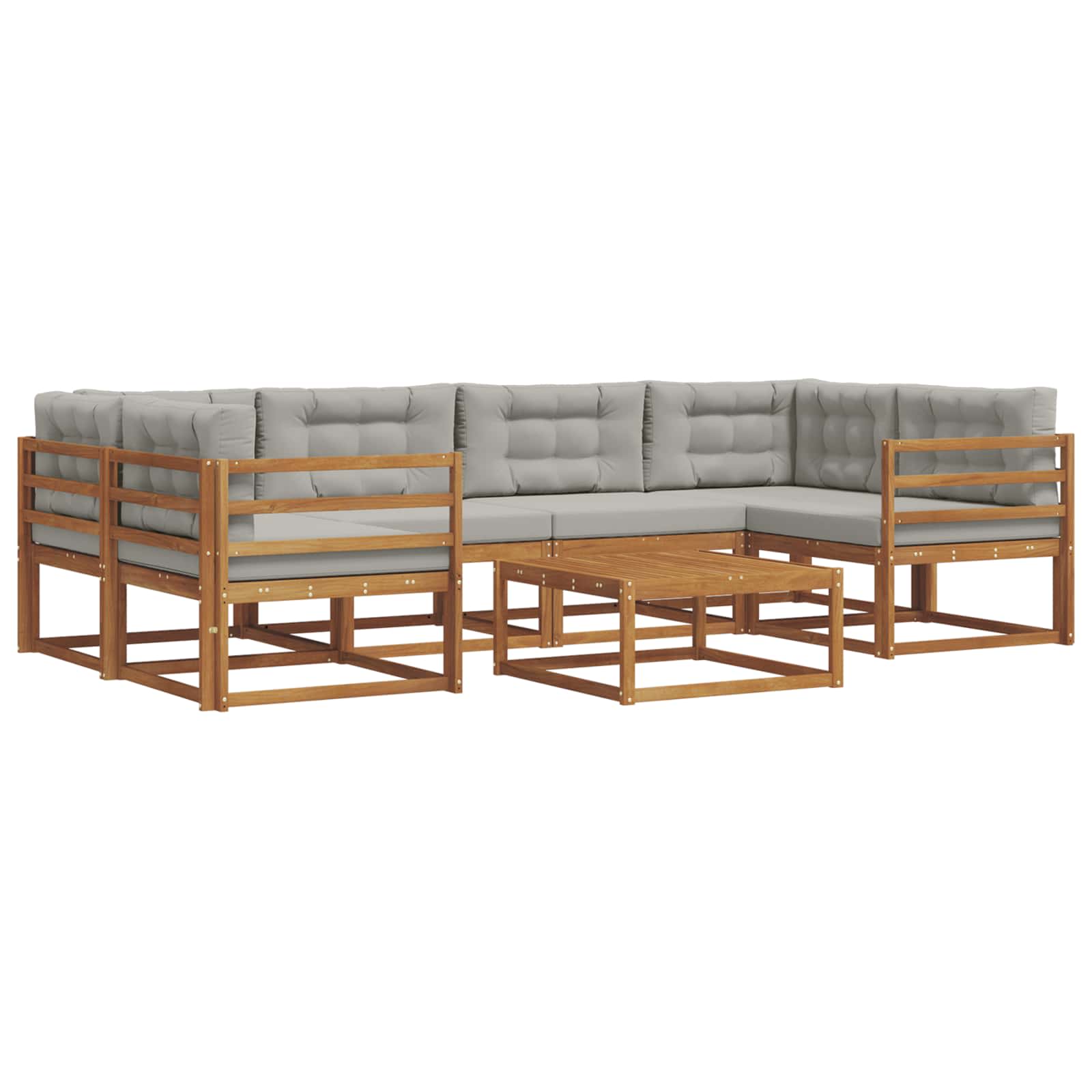 Outdoor-Sofagarnitur mit Kissen 7 pcs Natürlich und Hellgrau